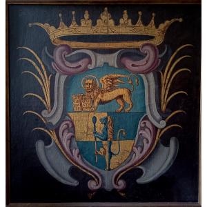 Large Oil On Canvas Depicting The Coat Of Arms Of Venice, Venetian School, Late 18th/early 19th Century