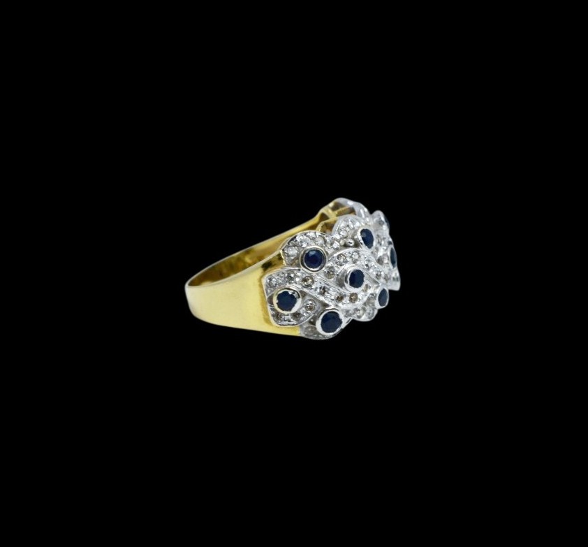 750 Gold Dome Ring With Sapphires-photo-2