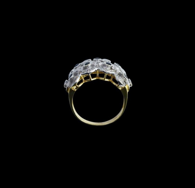750 Gold Dome Ring With Sapphires-photo-3