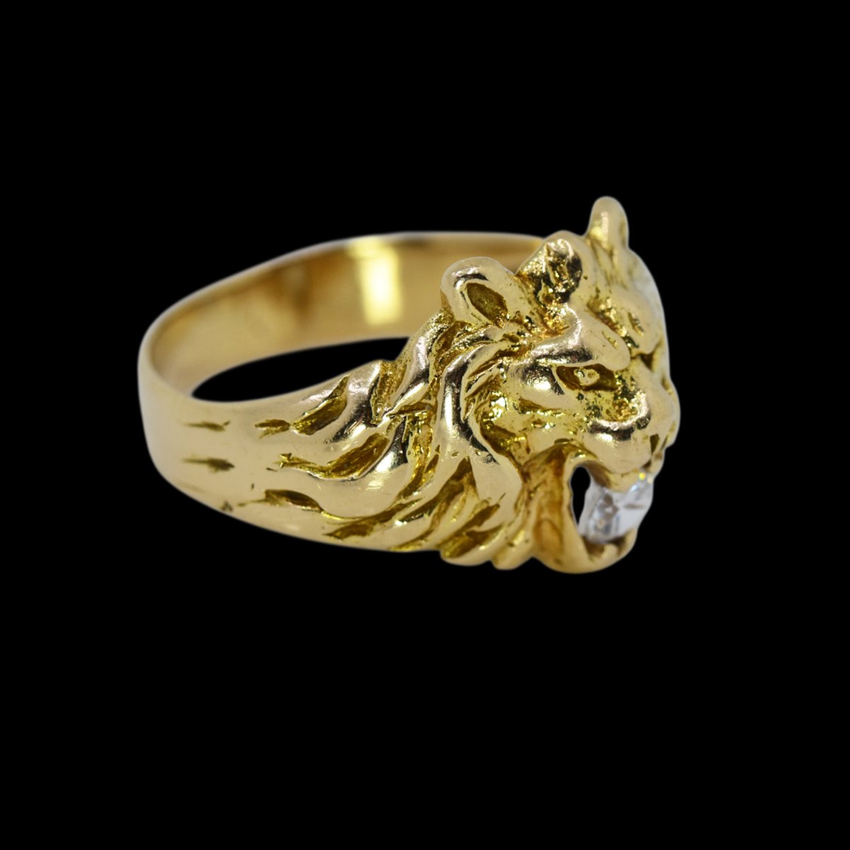 Lion Ring In 18-karat Gold / Synthetic Diamond-photo-4