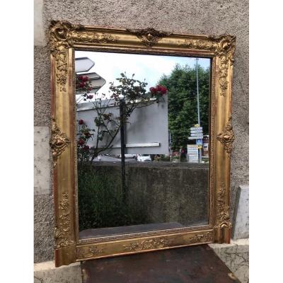 Miroir Restauration Doré à La Feuille d'Or 100 X 84 Cm