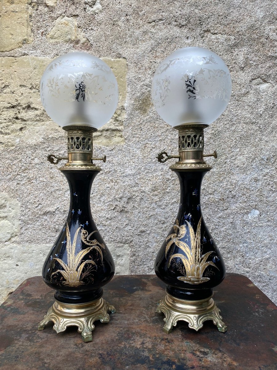 Pair Of XIXth Oil Lamps