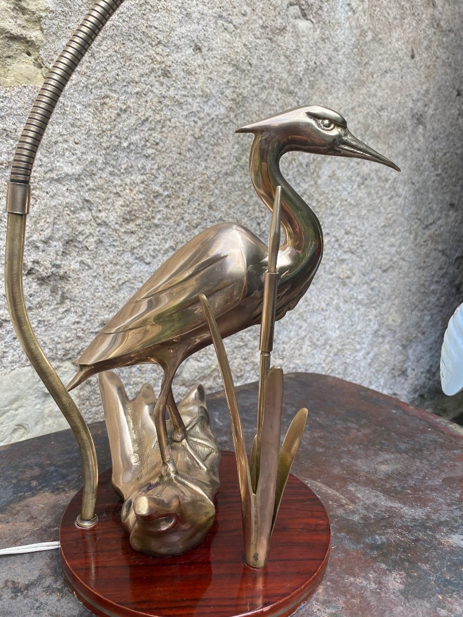 70s Brass Heron Lamp-photo-1