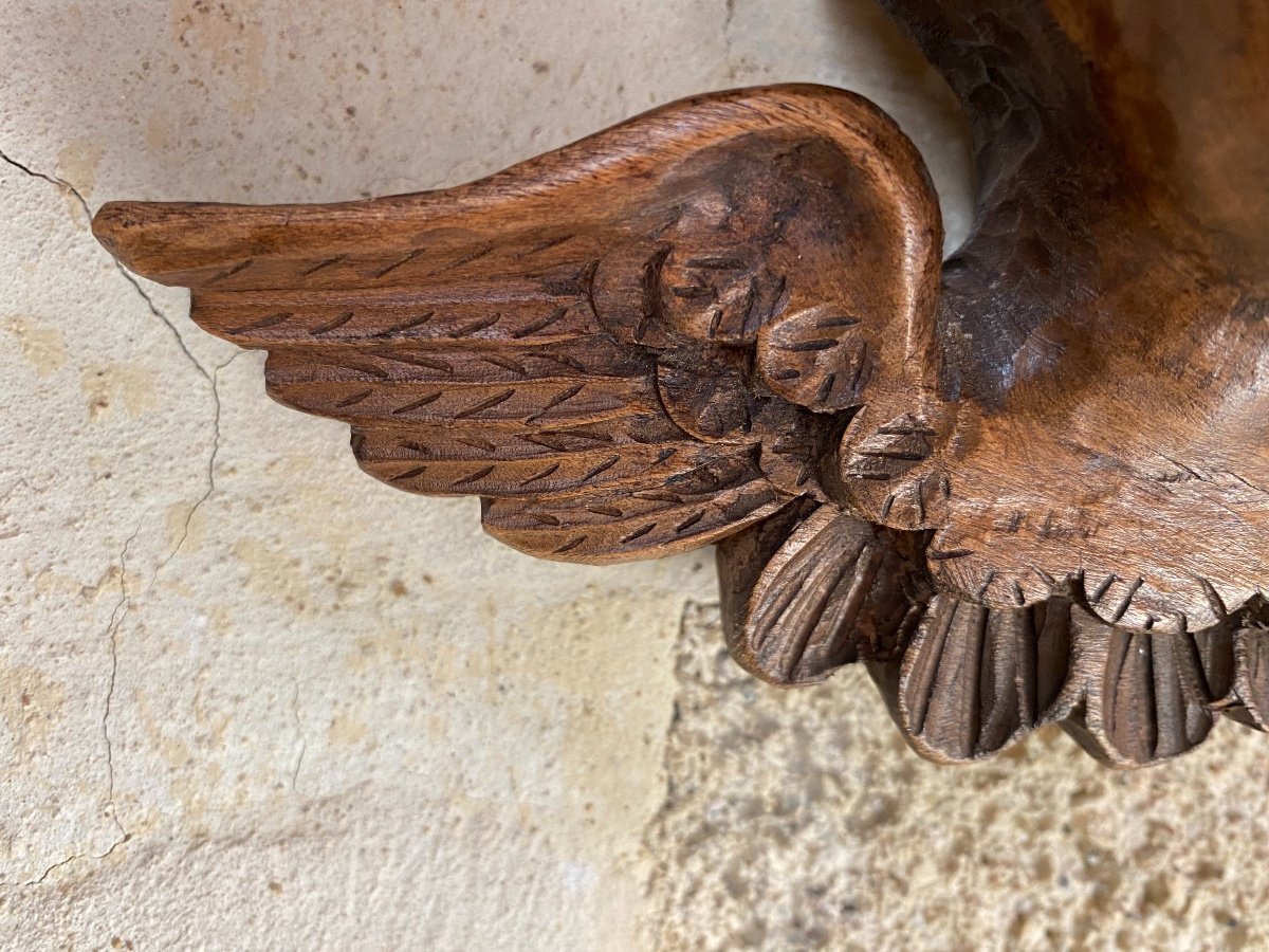 Angel Head In Carved Wood, 19th Century-photo-1