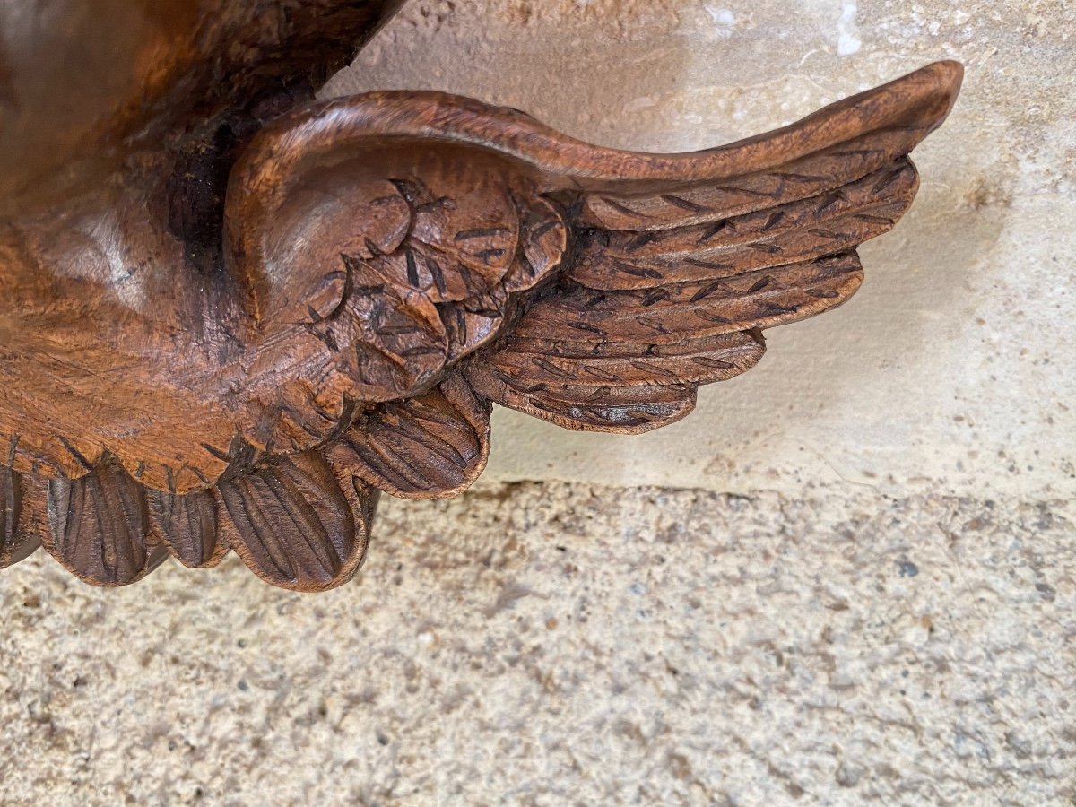 Angel Head In Carved Wood, 19th Century-photo-2