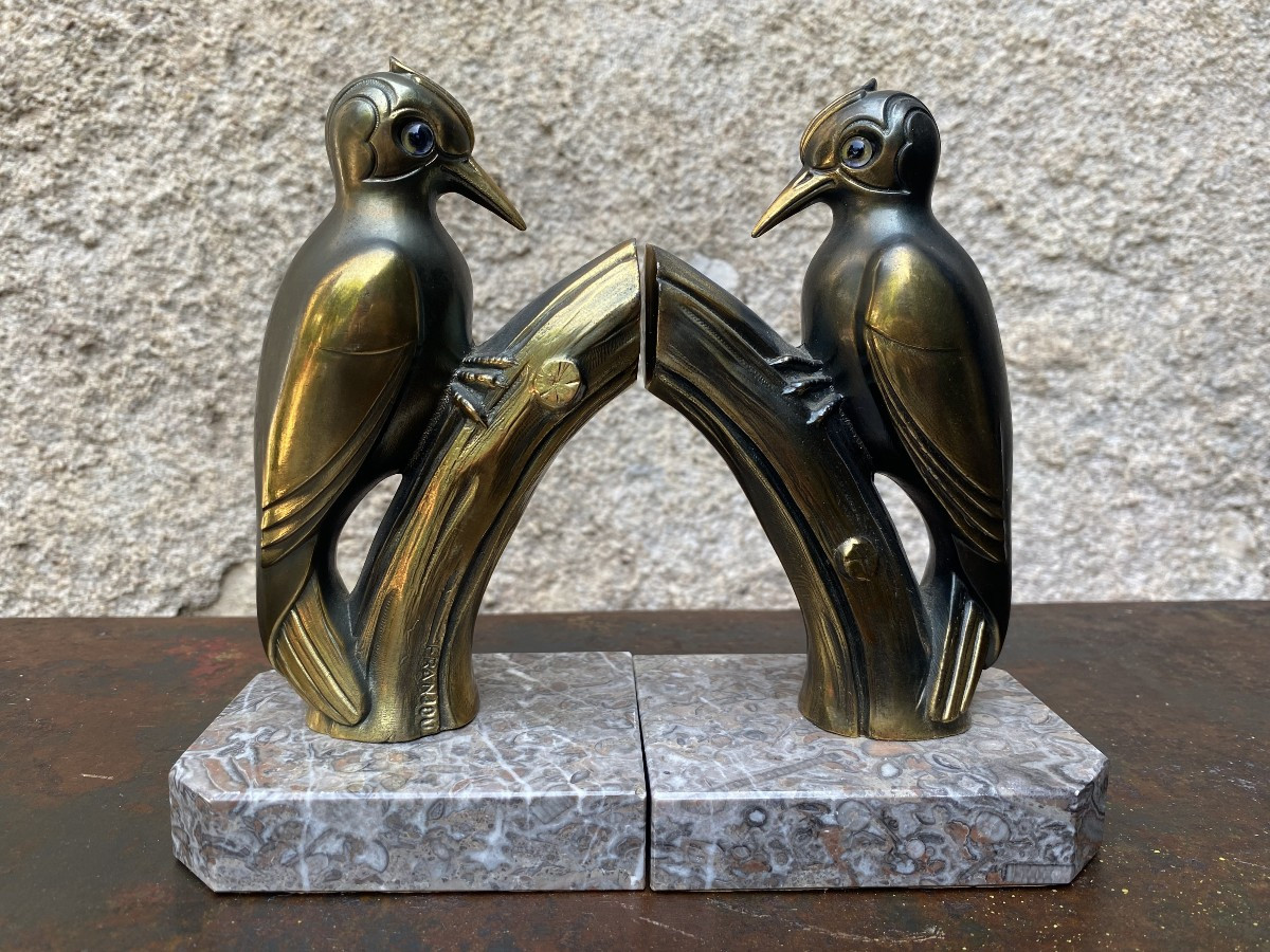 Serre Livres aux oiseaux Hyppolyte Moreau art déco