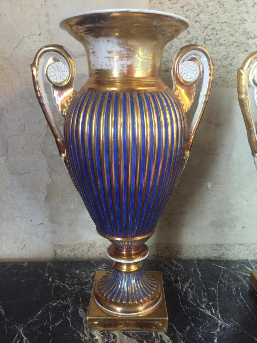 Pair Of Vases, Paris Porcelain, Empire Period-photo-2
