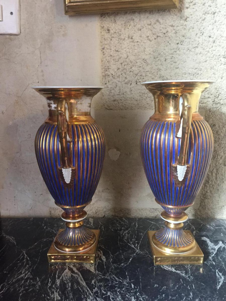 Pair Of Vases, Paris Porcelain, Empire Period-photo-4