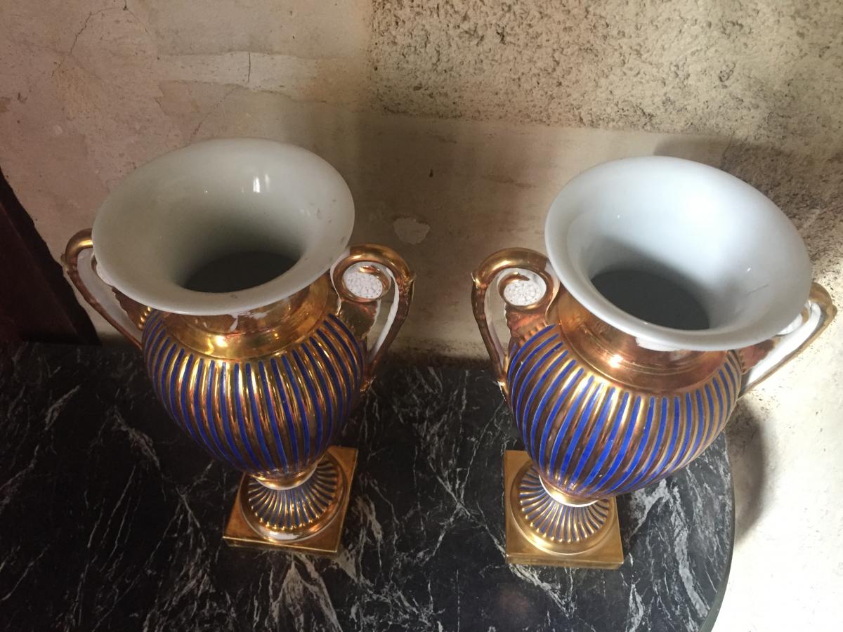Pair Of Vases, Paris Porcelain, Empire Period-photo-4