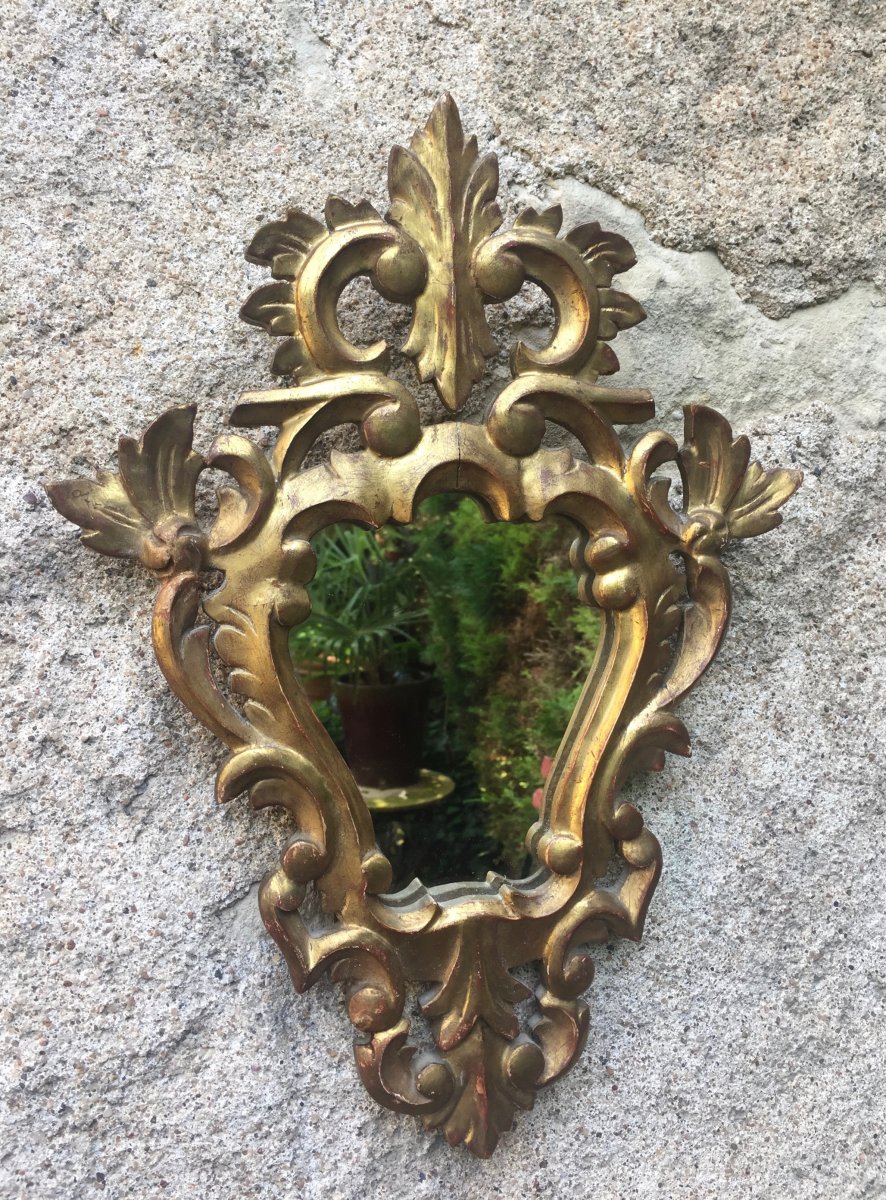 Golden Wood Mirror, Early Twentieth, 37 X 26 Cm-photo-3