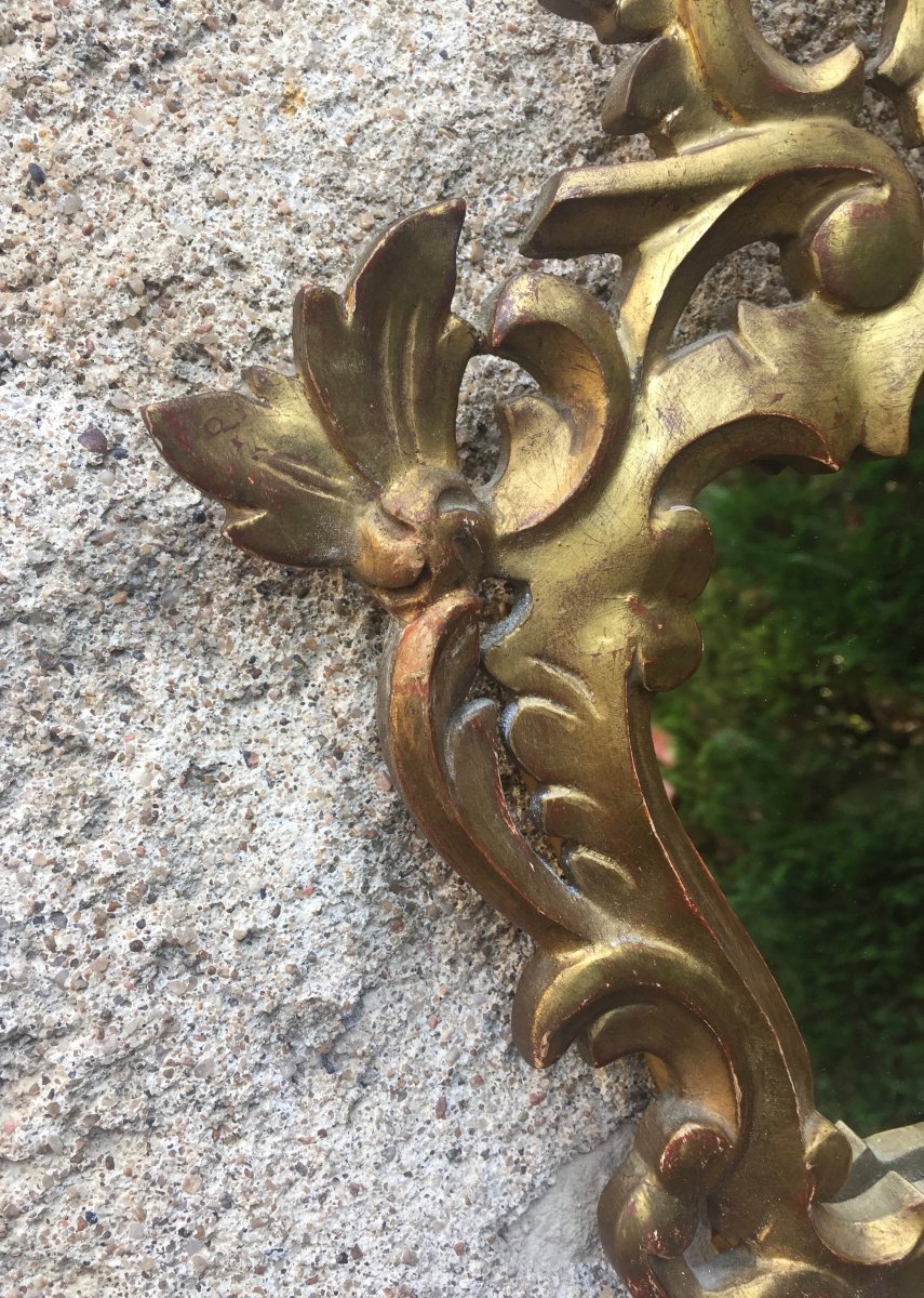 Golden Wood Mirror, Early Twentieth, 37 X 26 Cm-photo-1