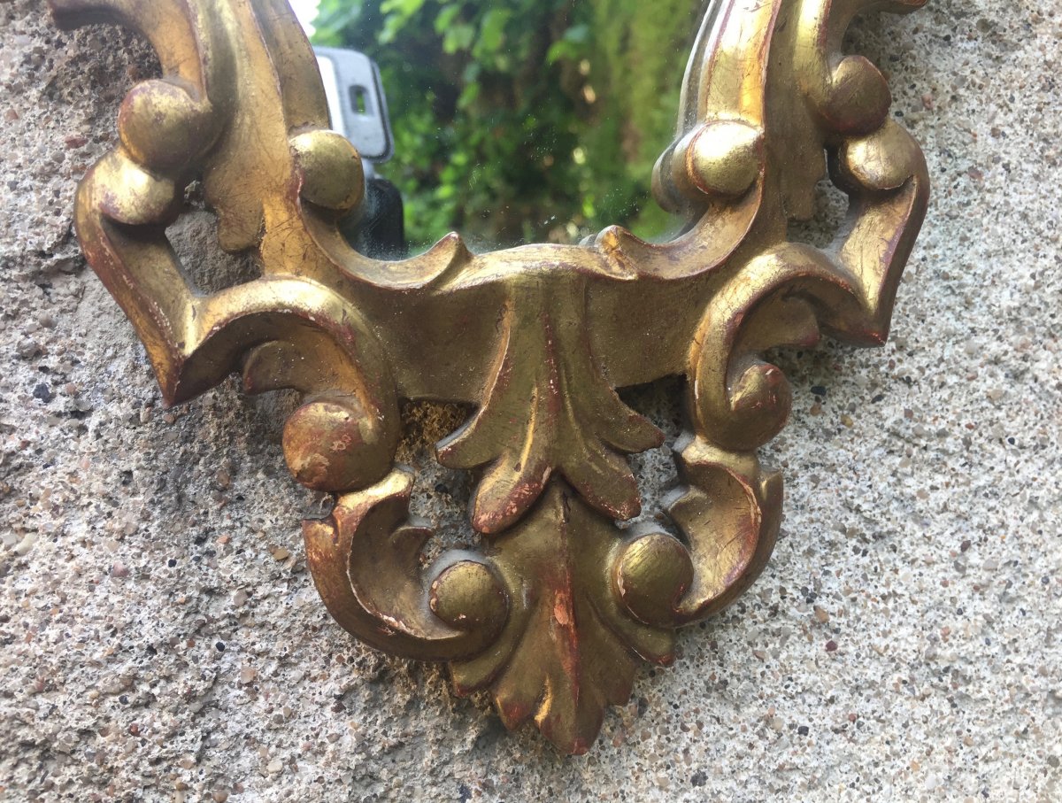 Golden Wood Mirror, Early Twentieth, 37 X 26 Cm-photo-2