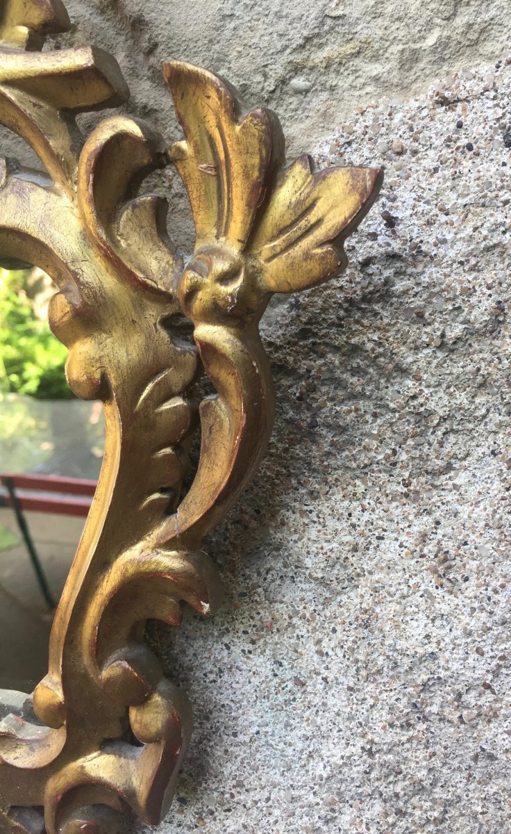 Golden Wood Mirror, Early Twentieth, 37 X 26 Cm-photo-3