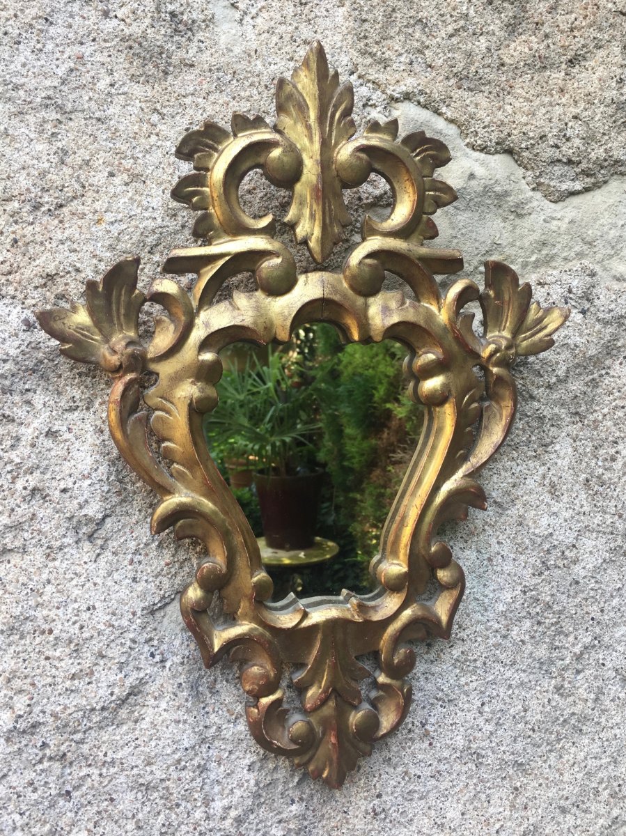 Golden Wood Mirror, Early Twentieth, 37 X 26 Cm