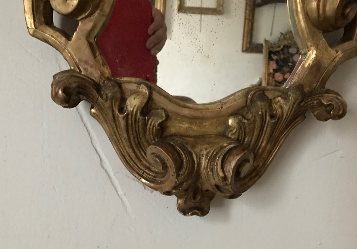 Miroir Aux Angelots, Doré à La Feuille d'Or,  XIXème-photo-3