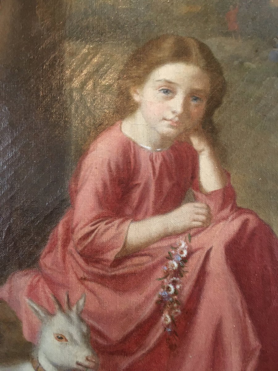 La fillette Et Sa Biquette Par Antoine Hénault 1810-1881-photo-3