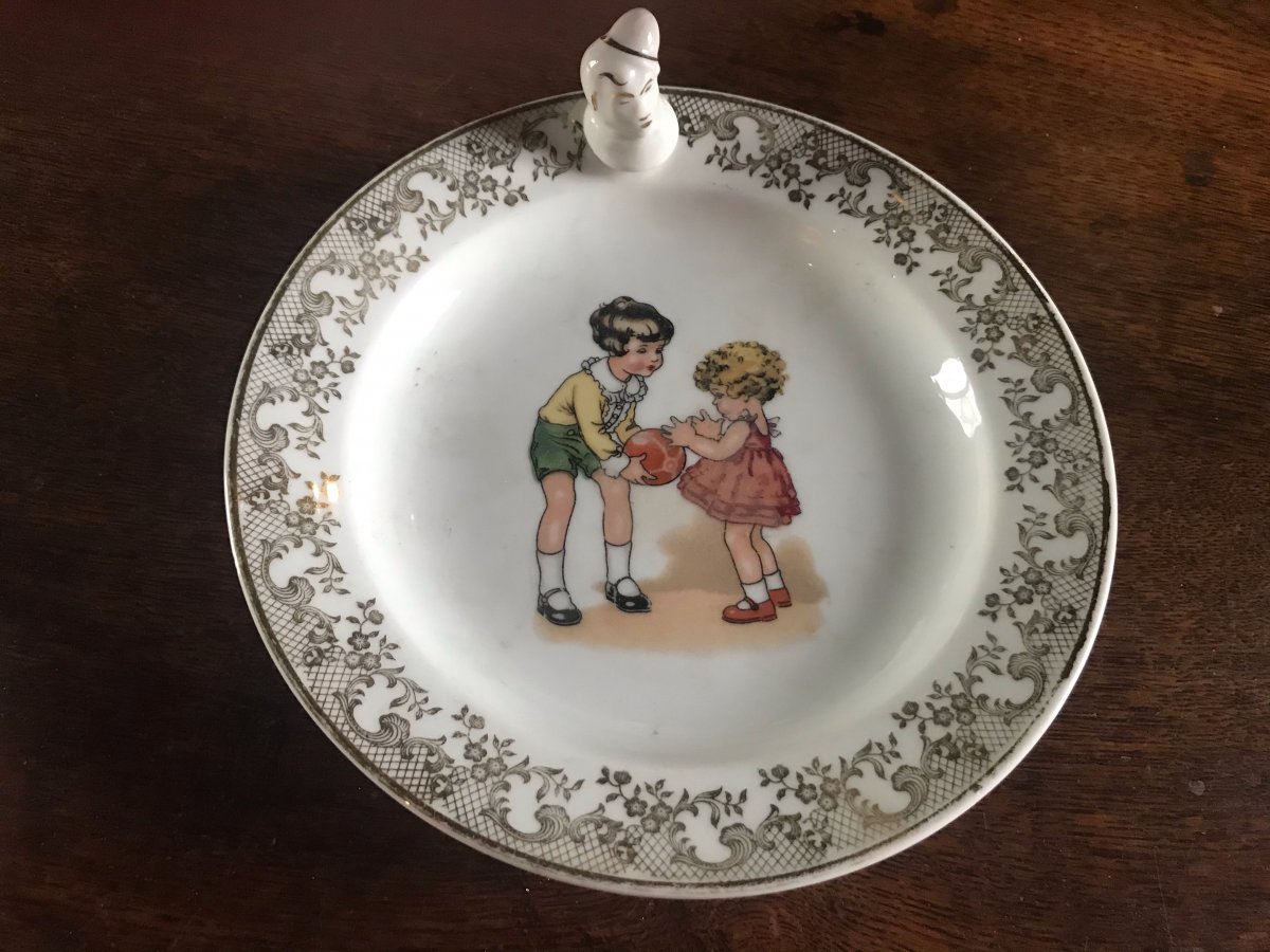 Children's Plate And Egg Cup Box, Lucien Michelaud, Limoges-photo-2