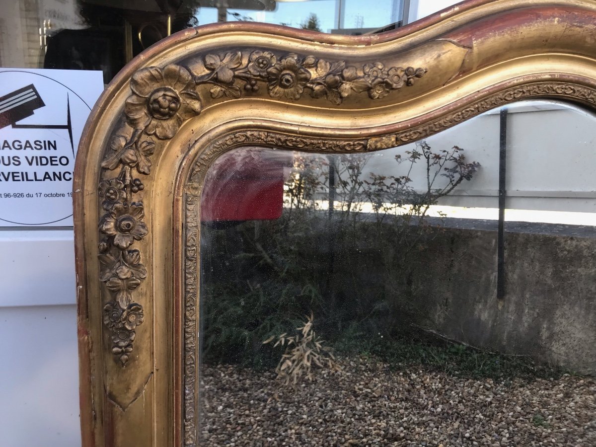 Mirror Louis-philippe Gendarme Hat Gilded With Gold Leaf, 109 X 72 Cm-photo-3