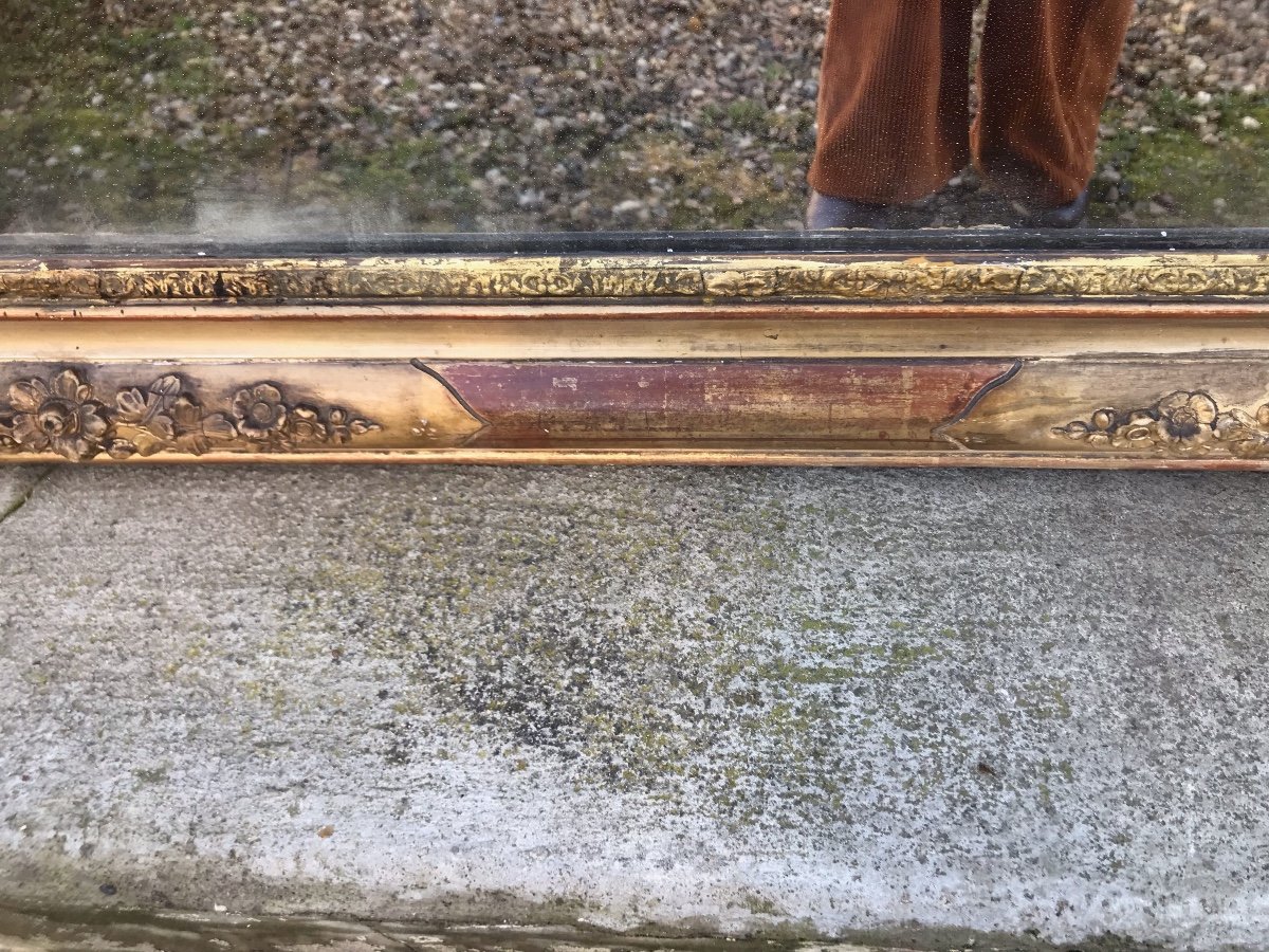 Mirror Louis-philippe Gendarme Hat Gilded With Gold Leaf, 109 X 72 Cm-photo-2