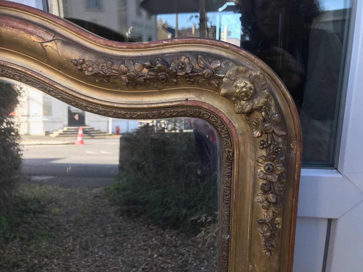 Mirror Louis-philippe Gendarme Hat Gilded With Gold Leaf, 109 X 72 Cm-photo-5