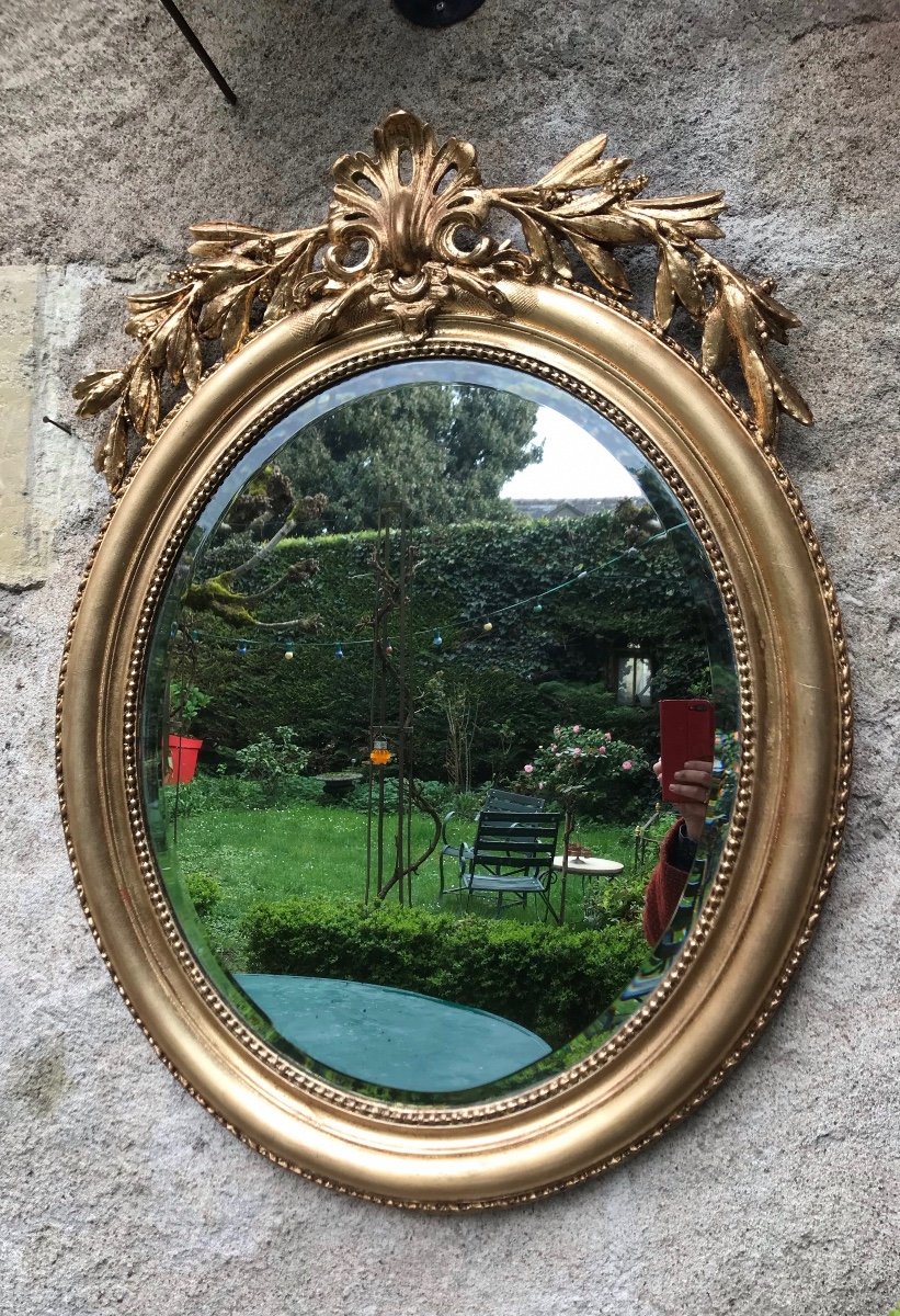 Miroir Ovale Doré 91 x 69 cm,  Fin XIXème-photo-2