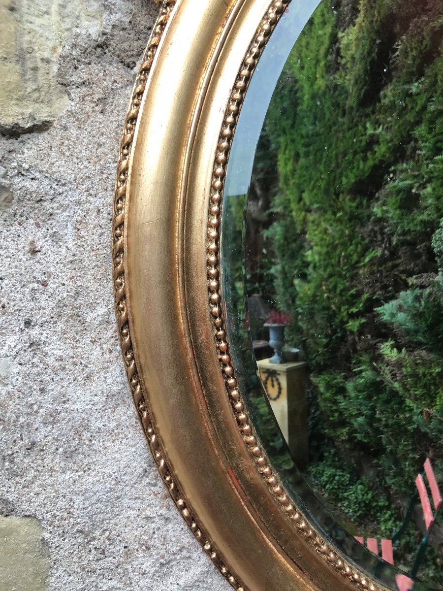 Miroir Ovale Doré 91 x 69 cm,  Fin XIXème-photo-1