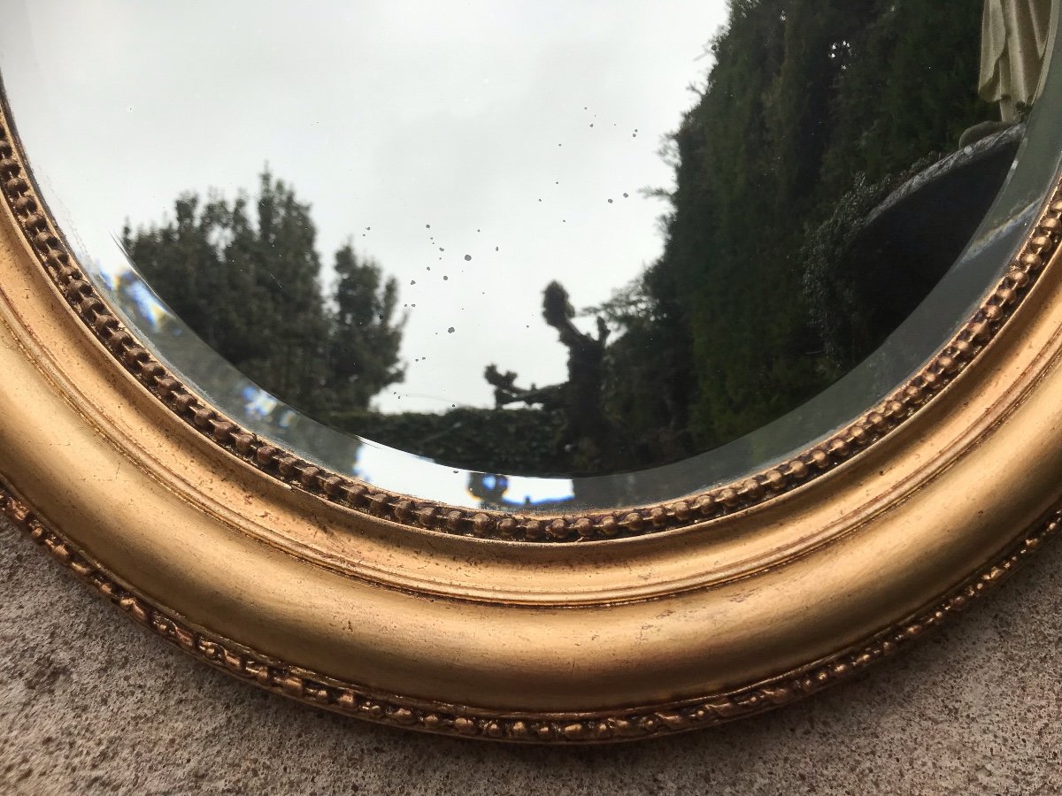 Miroir Ovale Doré 91 x 69 cm,  Fin XIXème-photo-2