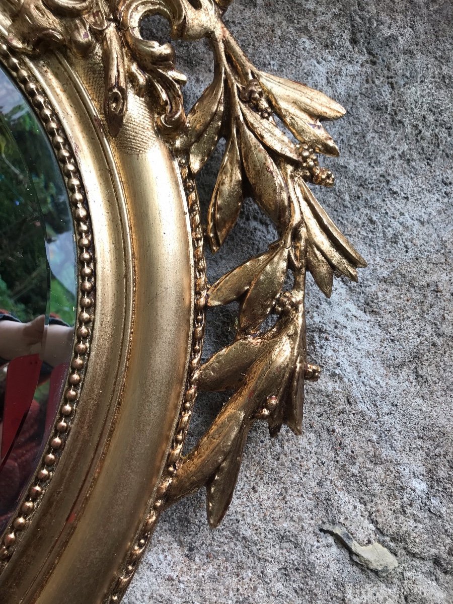 Miroir Ovale Doré 91 x 69 cm,  Fin XIXème-photo-4