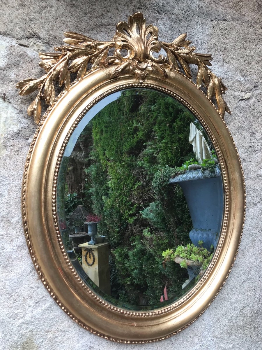 Miroir Ovale Doré 91 x 69 cm,  Fin XIXème