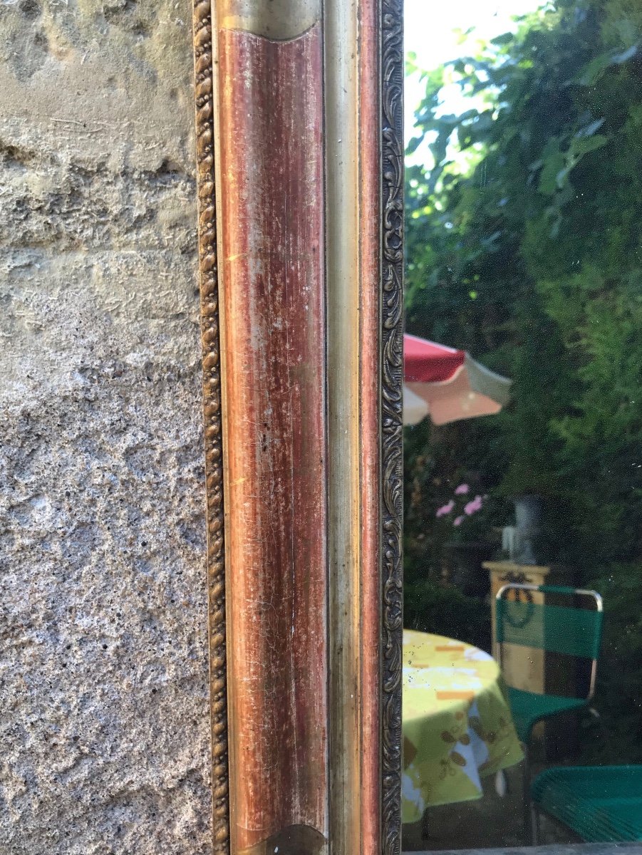 Restoration Period Mirror Gilded With Gold Leaf 79 X 53 Cm-photo-4