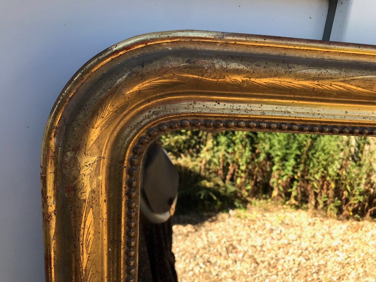 Miroir Louis-philippe Doré à La Feuille d'Or 73 X 54,5 Cm-photo-3