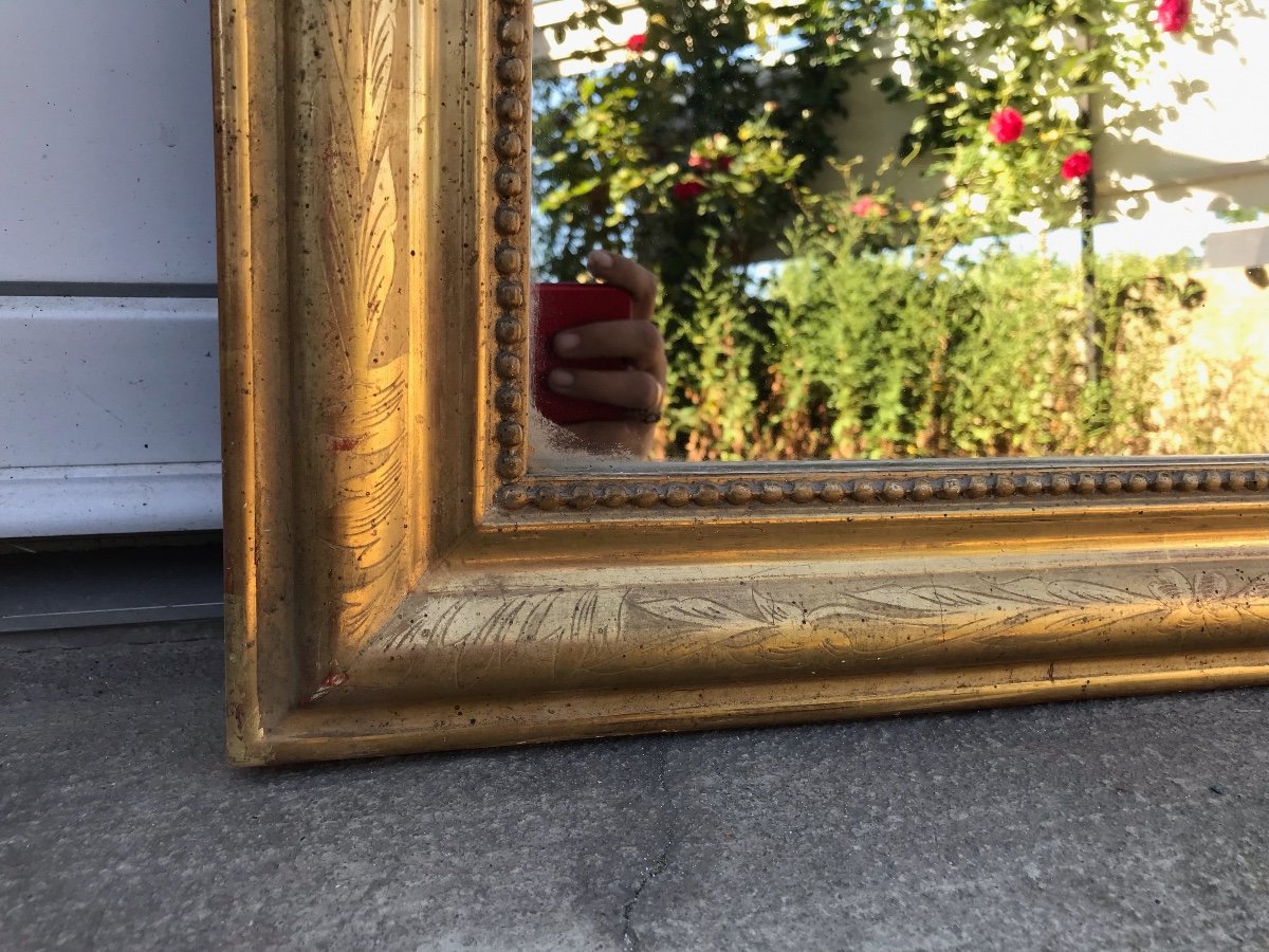 Miroir Louis-philippe Doré à La Feuille d'Or 73 X 54,5 Cm-photo-1