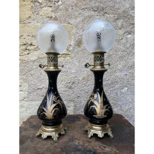 Pair Of XIXth Oil Lamps