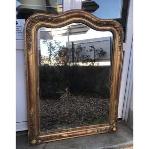 Mirror Louis-philippe Gendarme Hat Gilded With Gold Leaf, 109 X 72 Cm