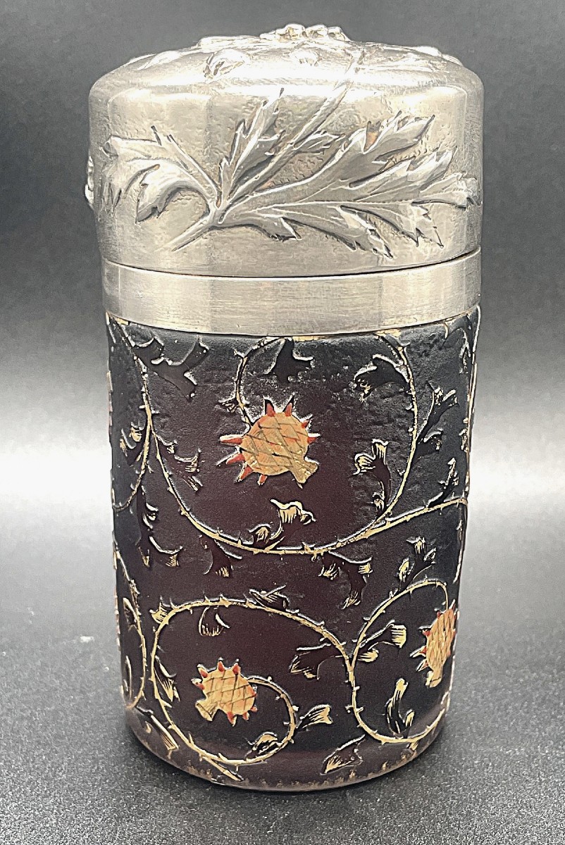 Daum Nancy Cameo Glass Scent Bottle Decorated With Thistles