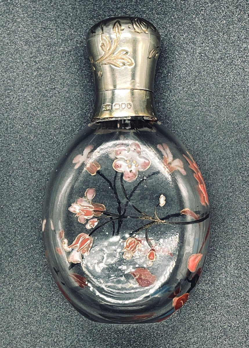 Perfume Bottle Decorated By Gallé With English Silver Mount-photo-1