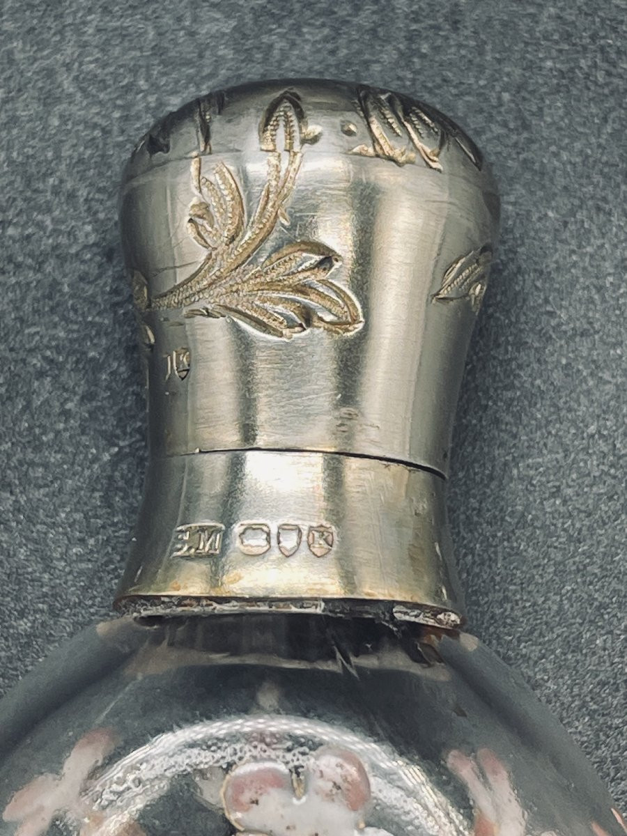 Perfume Bottle Decorated By Gallé With English Silver Mount-photo-3