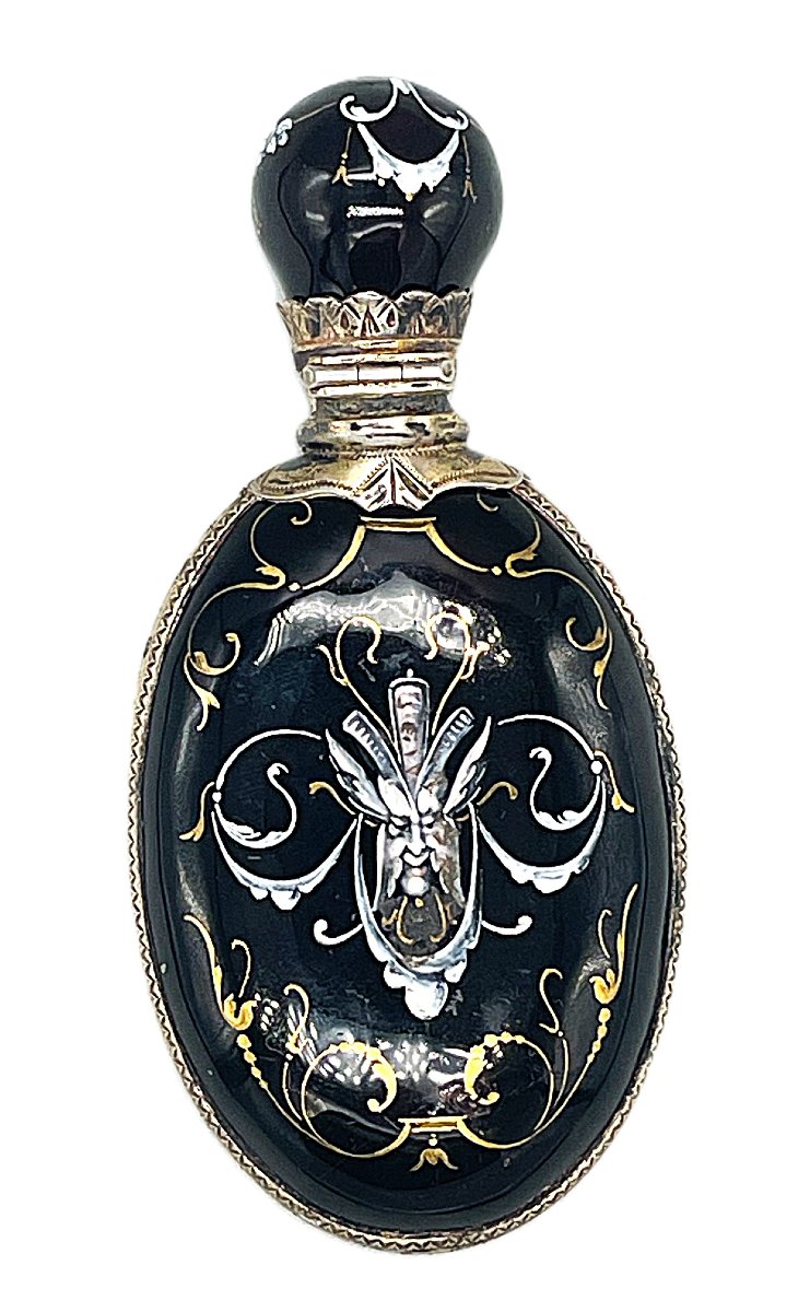 Limoges Enamel And Silver Perfume Bottle-photo-2