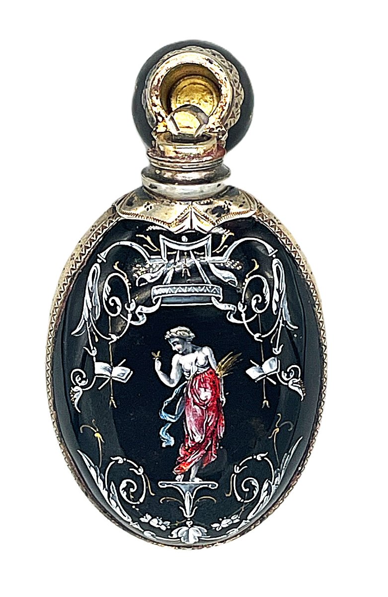 Limoges Enamel And Silver Perfume Bottle-photo-3