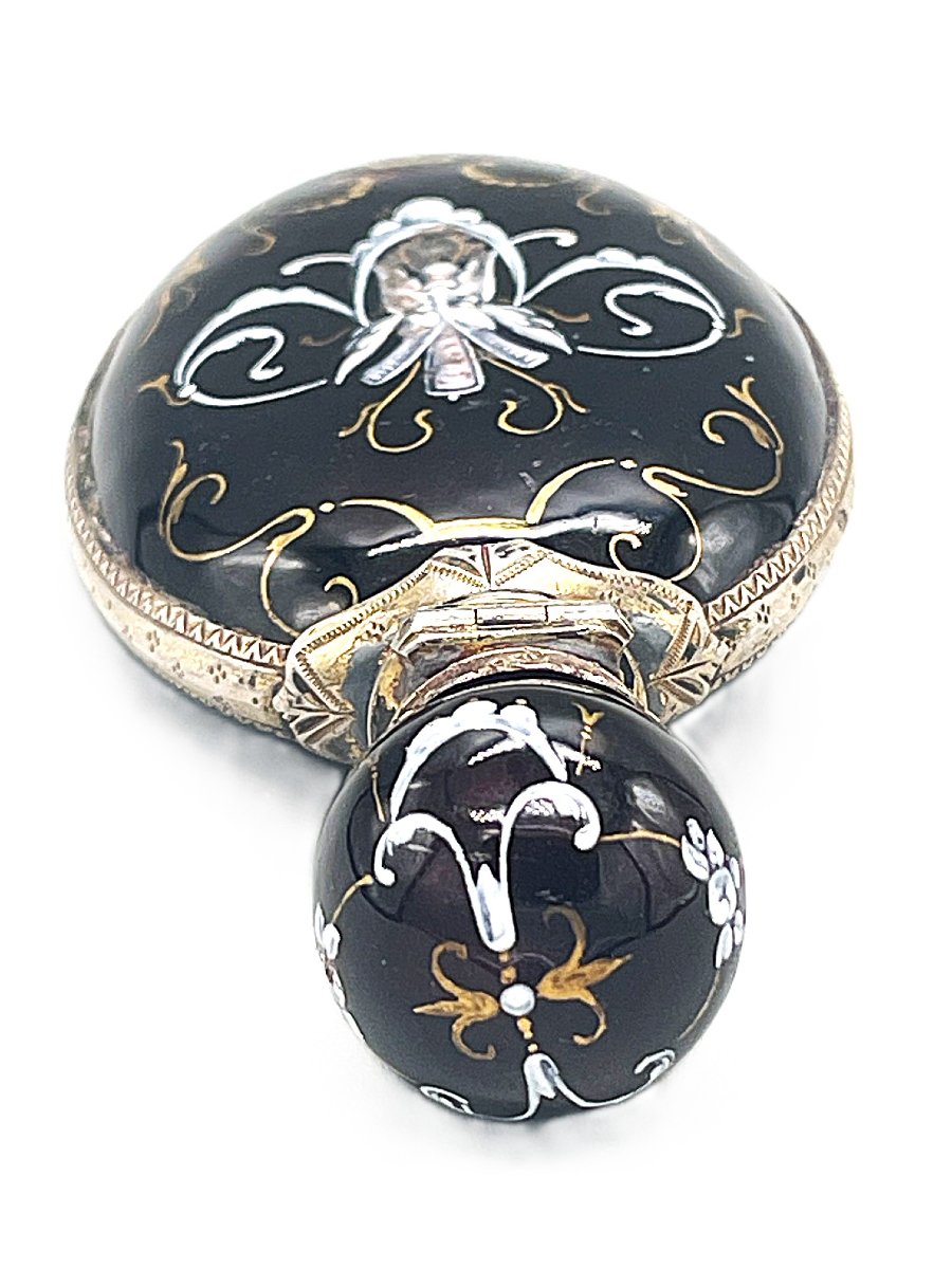 Limoges Enamel And Silver Perfume Bottle-photo-4
