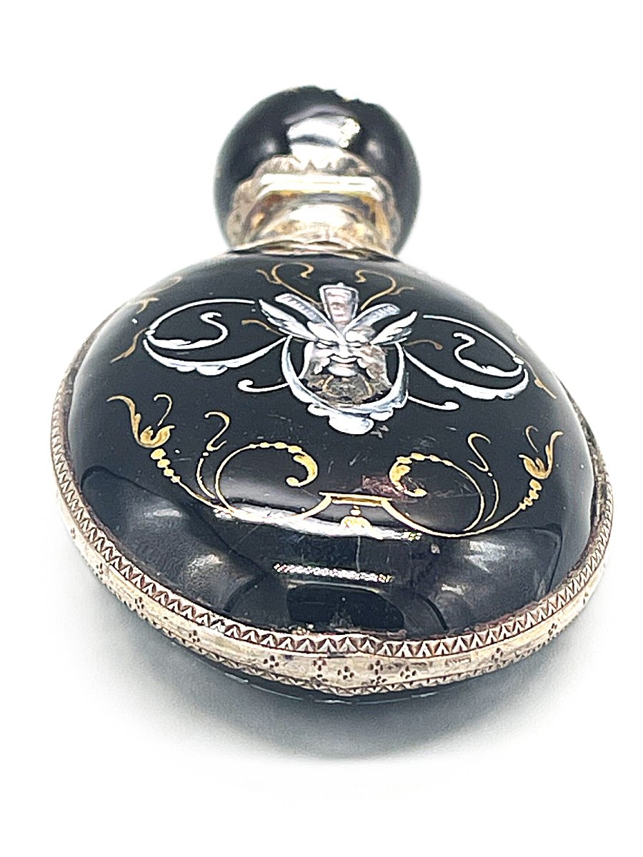 Limoges Enamel And Silver Perfume Bottle-photo-1
