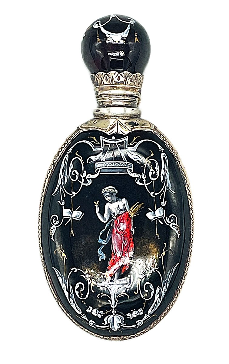Limoges Enamel And Silver Perfume Bottle