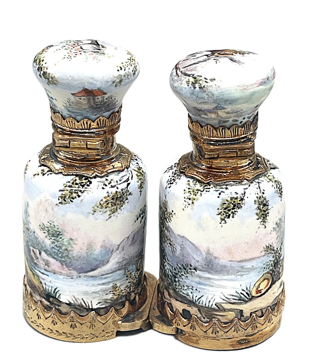 French Double Ended Folding Enamel Perfume Bottle -photo-2