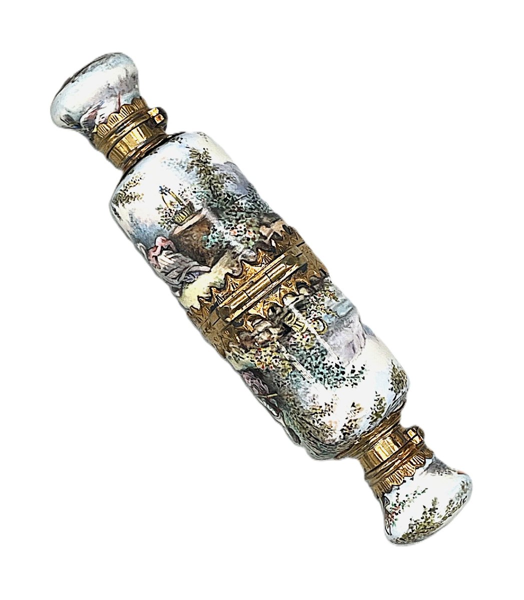 French Double Ended Folding Enamel Perfume Bottle -photo-3