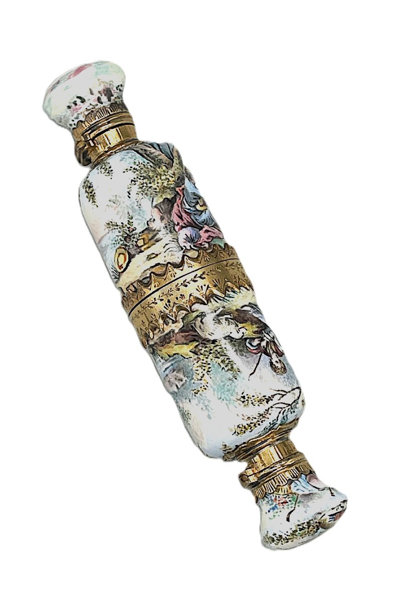 French Double Ended Folding Enamel Perfume Bottle -photo-4