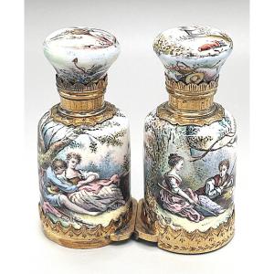 Flacon à parfum français en émail à deux extrémités