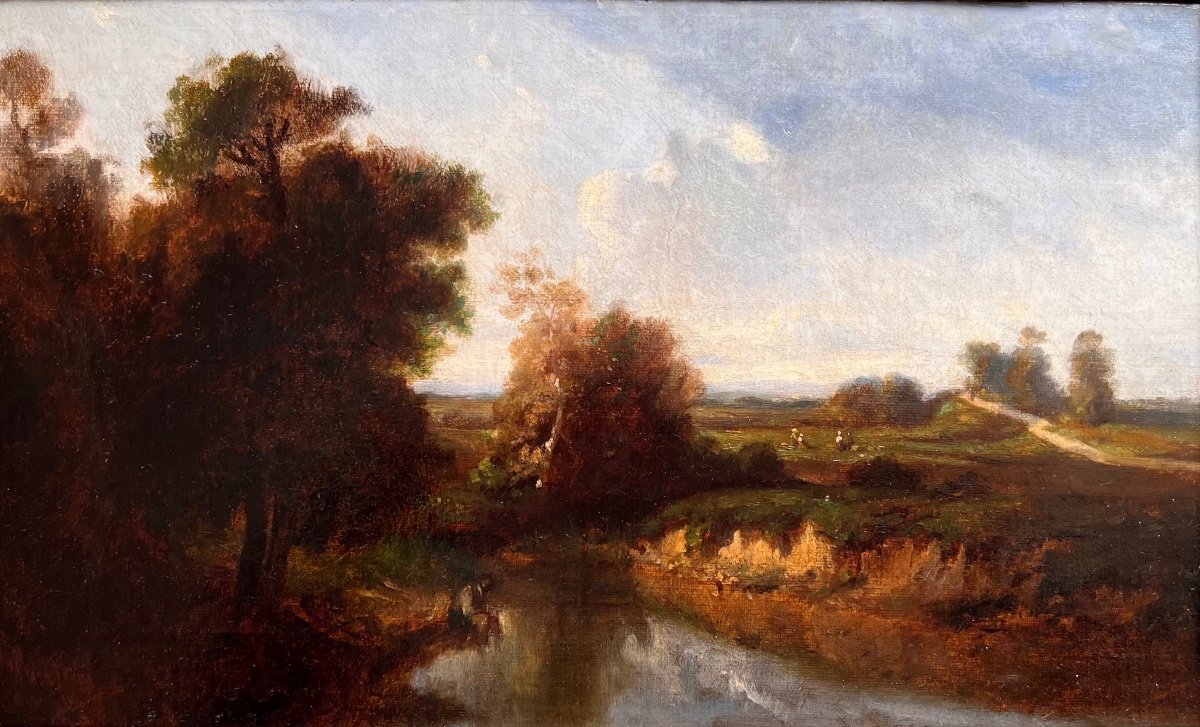 Attribué à Paul Huet (1803-1869)-Paris-Barbizon-Paysage-Fontainebleau-Daubigny