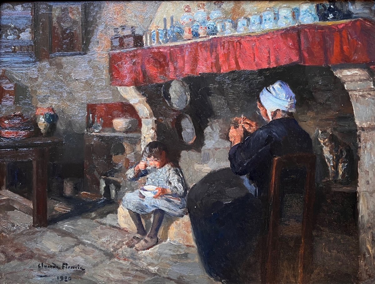 Claude Firmin (avignon 1864-avignon 1944)-old Provençal Fireplace, 1920-photo-3