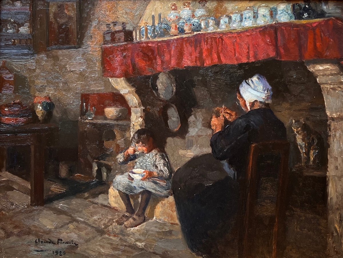 Claude Firmin (avignon 1864-avignon 1944)-old Provençal Fireplace, 1920