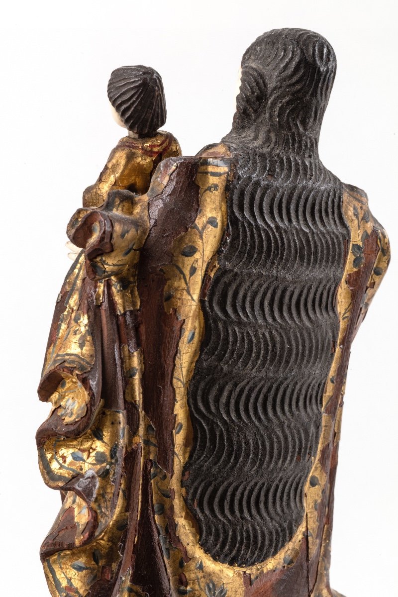 Virgin And Child Colonial Work Indo Portuguese Goa Eighteenth Century-polychrome Wood-photo-3